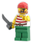 Preview: LEGO Pirat Minifigur mit Augenklappe und Säbel klassische Seeräuber Figur